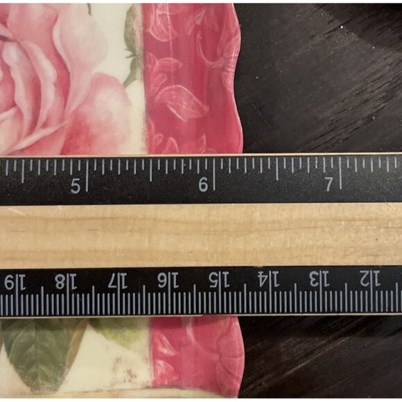 Momentum Brands Pink Rose Floral Melamine Salad Dessert Plates Tray Set Of 7 NEW - Picture 6 of 10